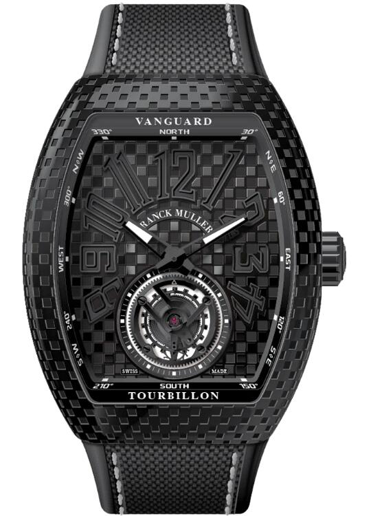 Buy Franck Muller Vanguard Pixel Brushed Black Stainless Steel Tourbillon Replica Watch for sale Cheap Price V 45 T BLK PXL (NR) (BR AC) (PXL NR BR NR AC)